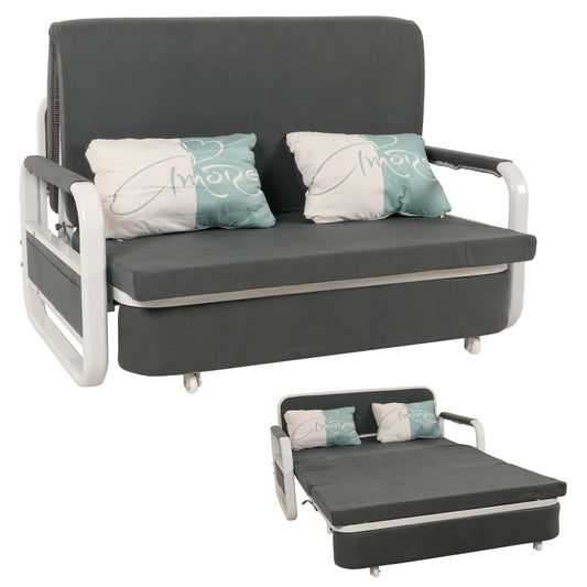 Cosmo Casa - Slaapbank - Slaapfunctie - Bedstee Ligvlak - 130x185cm - Stoftextiel - Donkergrijs