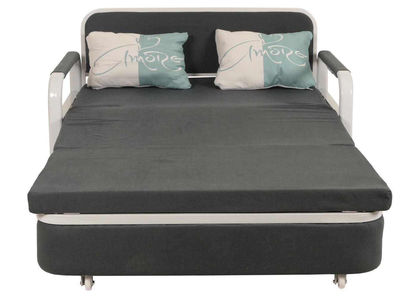 Cosmo Casa - Slaapbank - Slaapfunctie - Bedstee Ligvlak - 130x185cm - Stoftextiel - Donkergrijs
