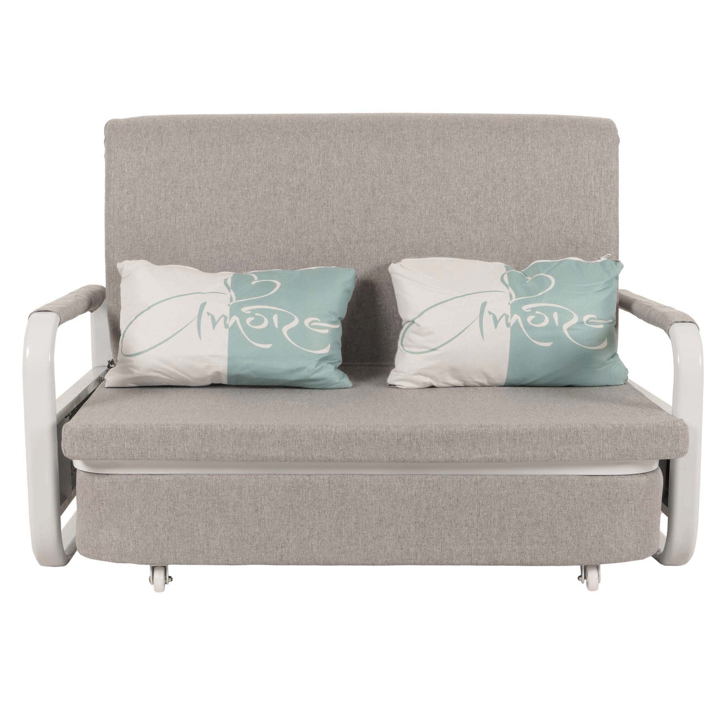 Cosmo Casa - Slaapbank - Slaapfunctie - Bedstee Ligvlak - 130x185cm - Stoftextiel - Lichtgrijs