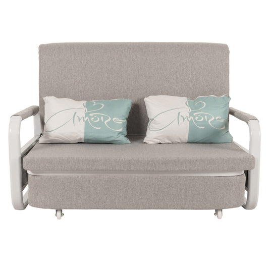 Cosmo Casa - Slaapbank - Slaapfunctie - Bedstee Ligvlak - 130x185cm - Stoftextiel - Lichtgrijs