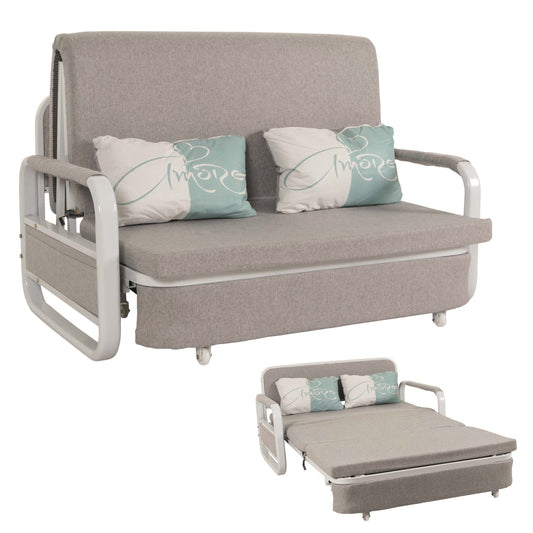 Cosmo Casa - Slaapbank - Slaapfunctie - Bedstee Ligvlak - 130x185cm - Stoftextiel - Lichtgrijs