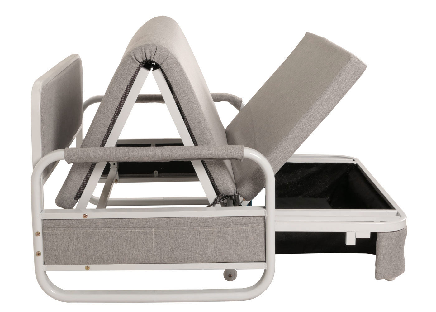 Cosmo Casa - Slaapbank - Slaapfunctie - Bedstee Ligvlak - 130x185cm - Stoftextiel - Lichtgrijs