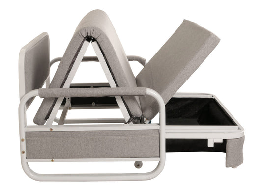 Cosmo Casa - Slaapbank - Slaapfunctie - Bedstee Ligvlak - 130x185cm - Stoftextiel - Lichtgrijs