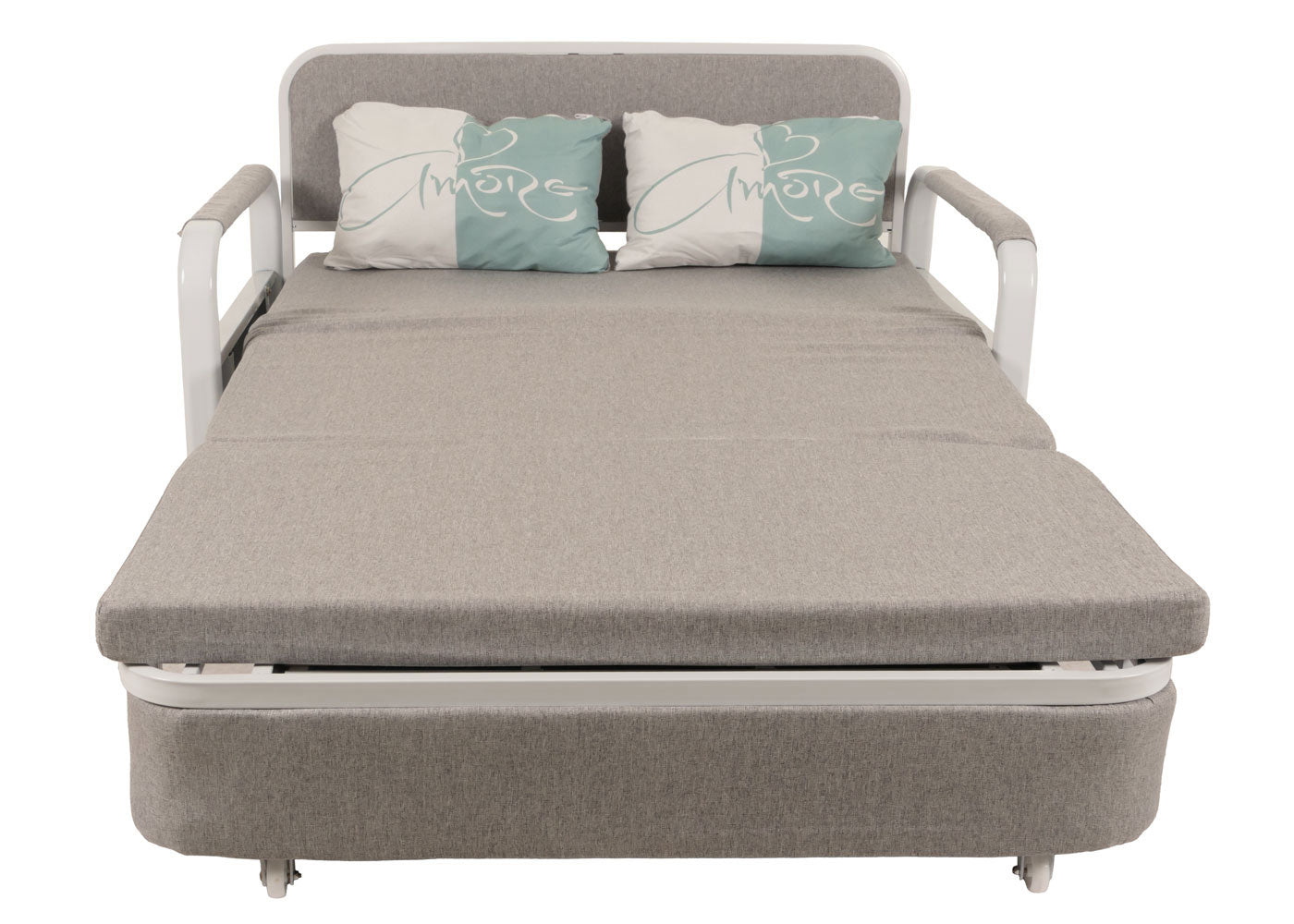 Cosmo Casa - Slaapbank - Slaapfunctie - Bedstee Ligvlak - 130x185cm - Stoftextiel - Lichtgrijs