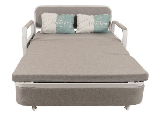 Cosmo Casa - Slaapbank - Slaapfunctie - Bedstee Ligvlak - 130x185cm - Stoftextiel - Lichtgrijs