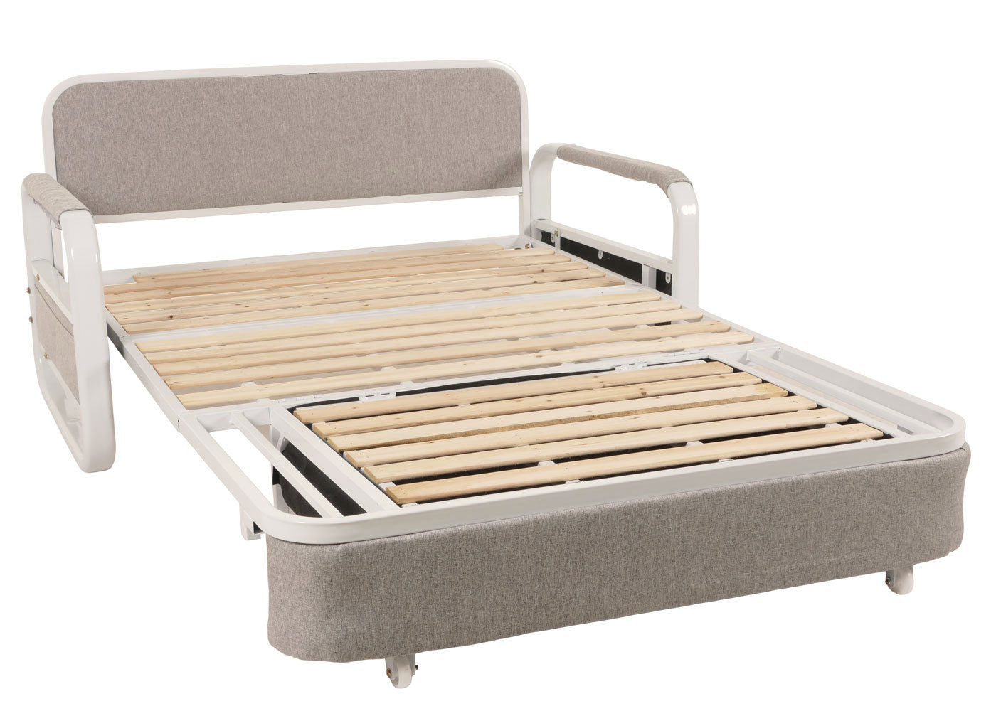 Cosmo Casa - Slaapbank - Slaapfunctie - Bedstee Ligvlak - 130x185cm - Stoftextiel - Lichtgrijs