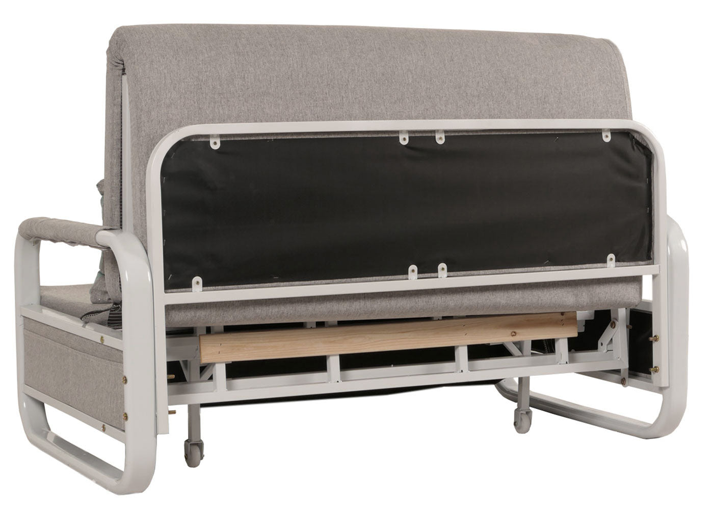 Cosmo Casa - Slaapbank - Slaapfunctie - Bedstee Ligvlak - 130x185cm - Stoftextiel - Lichtgrijs