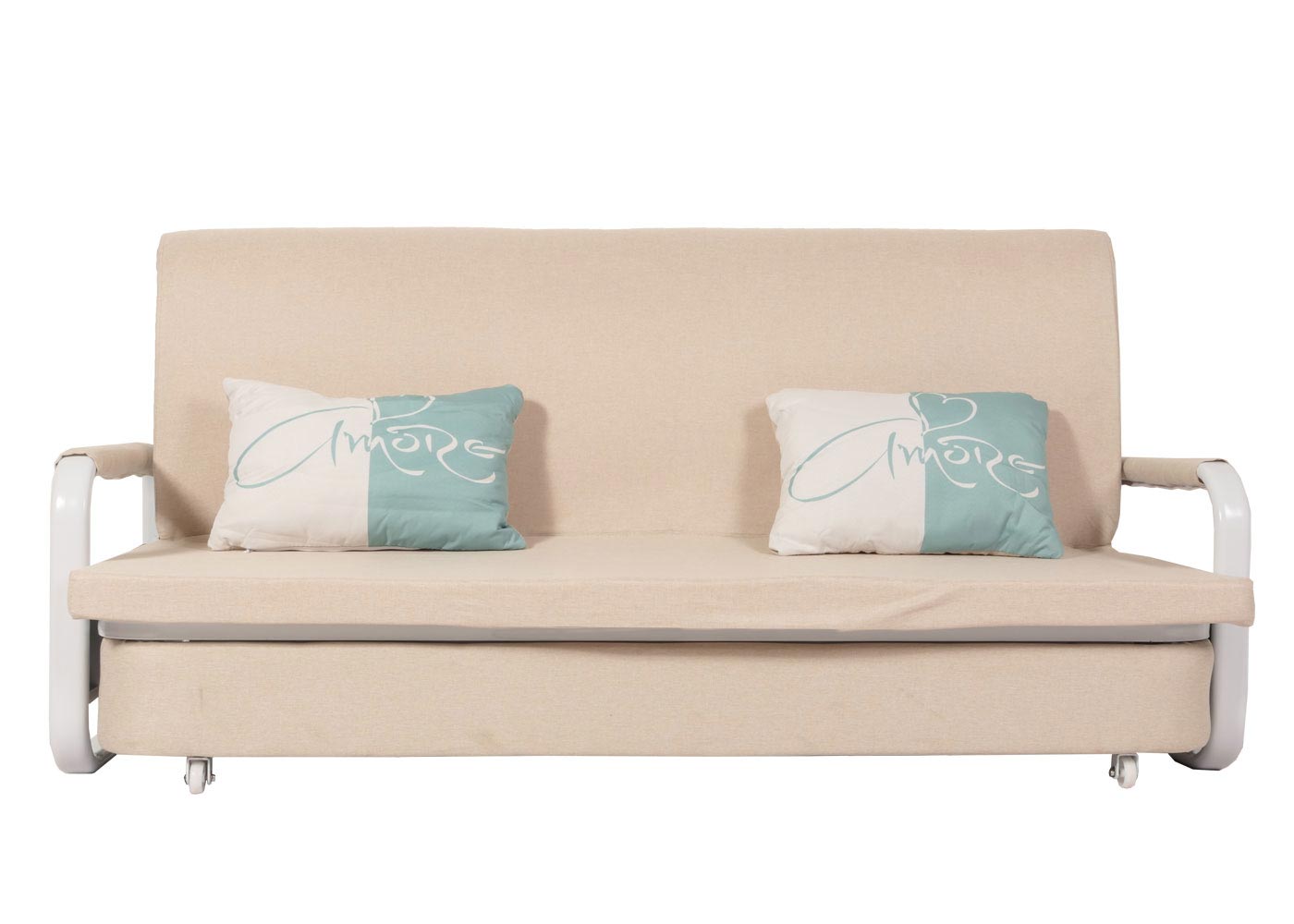 Cosmo Casa - Slaapbank - Slaapfunctie met Bedbox - Textiel - Beige