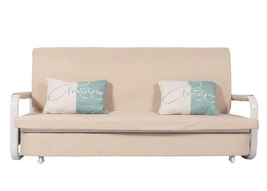 Cosmo Casa - Slaapbank - Slaapfunctie met Bedbox - Textiel - Beige