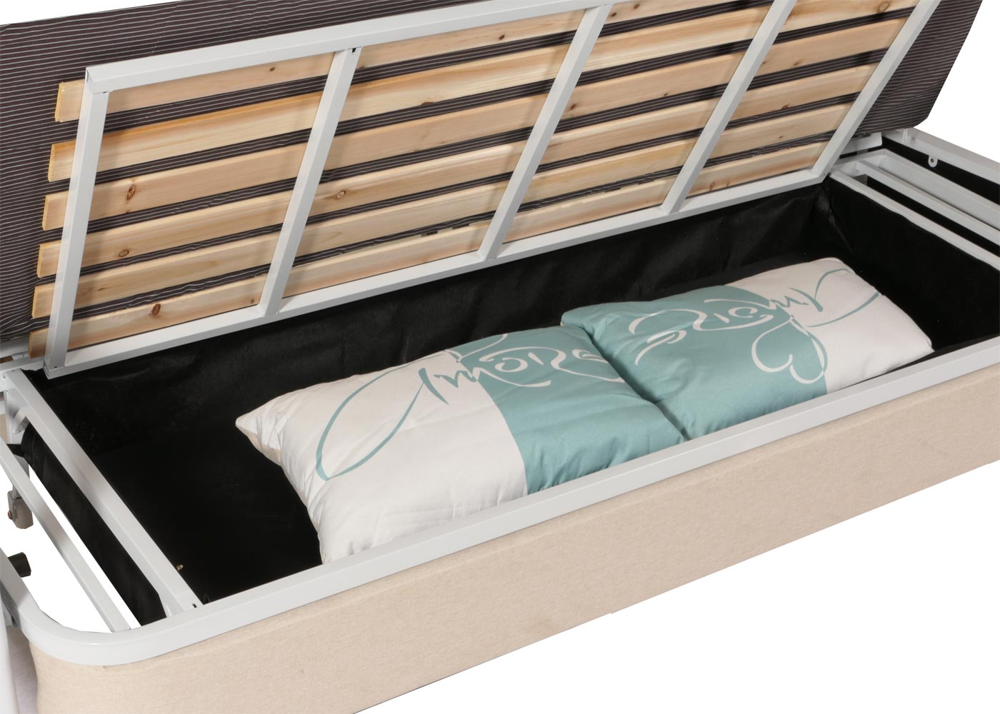 Cosmo Casa - Slaapbank - Slaapfunctie met Bedbox - Textiel - Beige