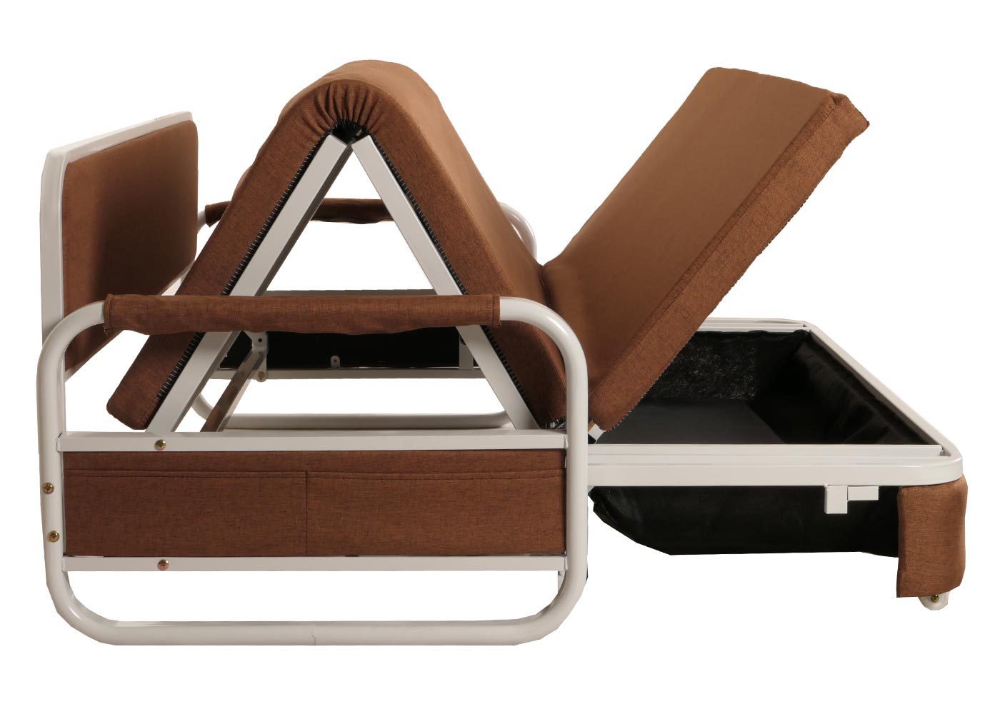 Cosmo Casa - Slaapbank - Slaapfunctie met Bedbox - Textiel - Bruin