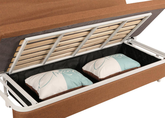 Cosmo Casa - Slaapbank - Slaapfunctie met Bedbox - Textiel - Bruin