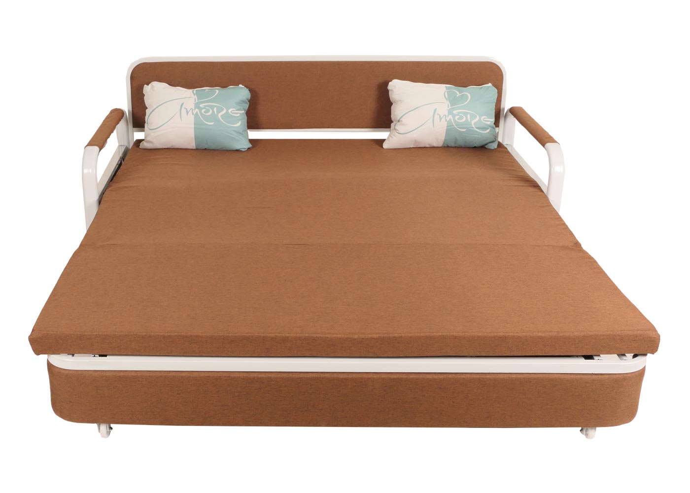 Cosmo Casa - Slaapbank - Slaapfunctie met Bedbox - Textiel - Bruin