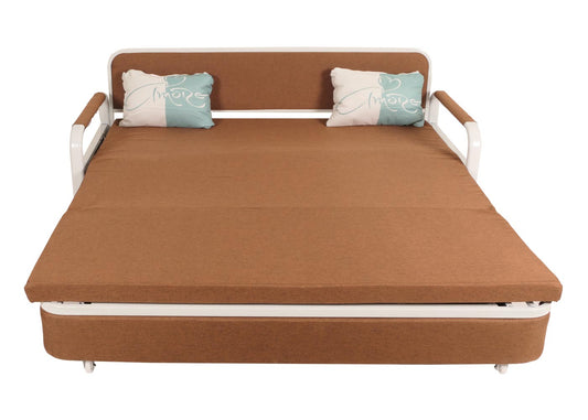 Cosmo Casa - Slaapbank - Slaapfunctie met Bedbox - Textiel - Bruin