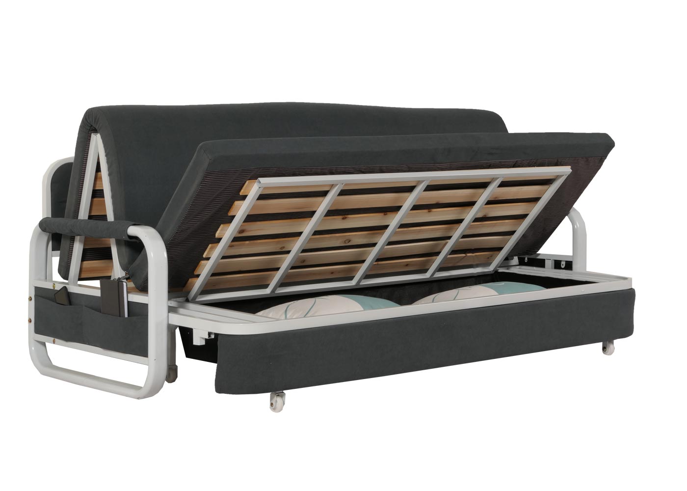 Cosmo Casa - Slaapbank - Slaapfunctie met Bedbox - Textiel - Donkergrijs