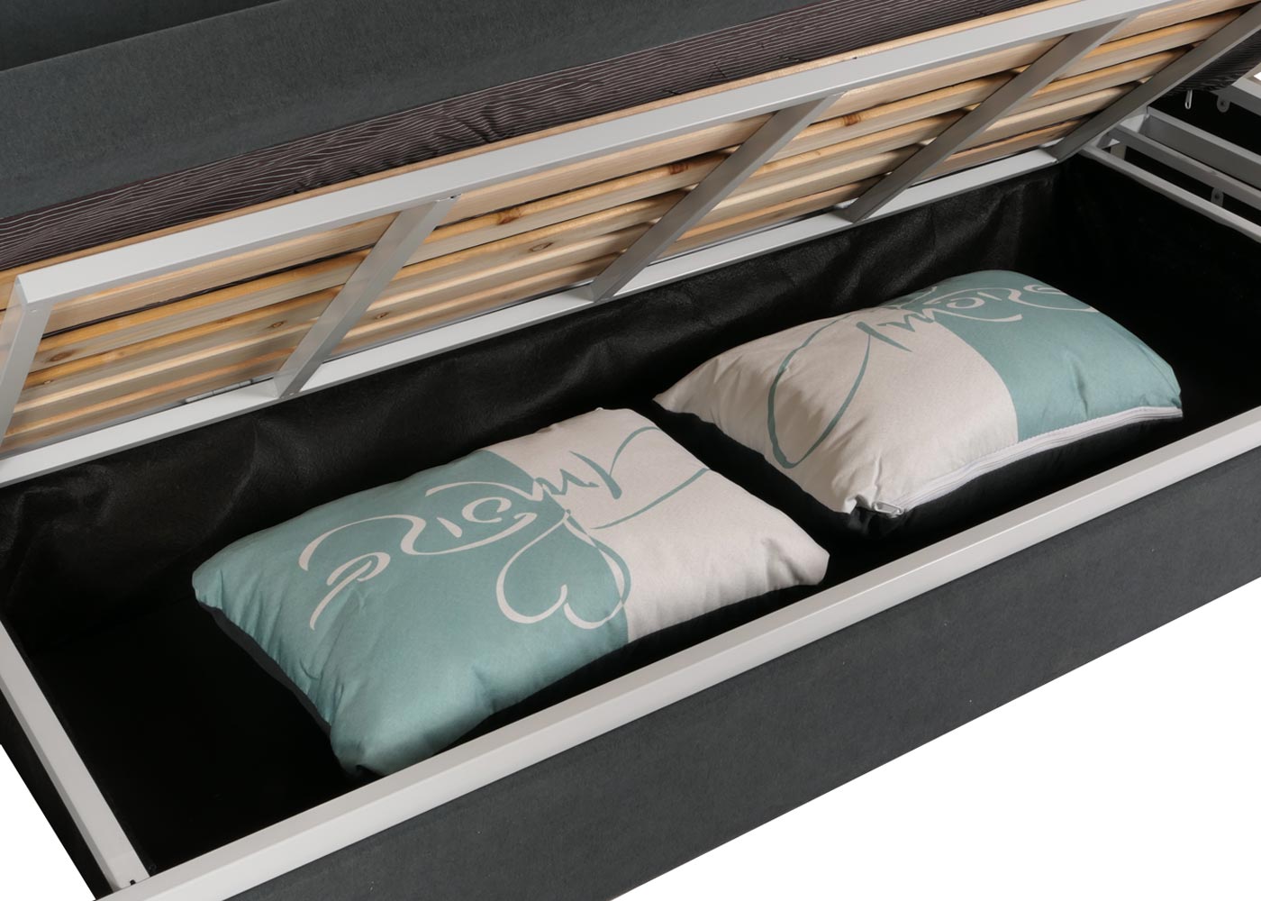 Cosmo Casa - Slaapbank - Slaapfunctie met Bedbox - Textiel - Donkergrijs