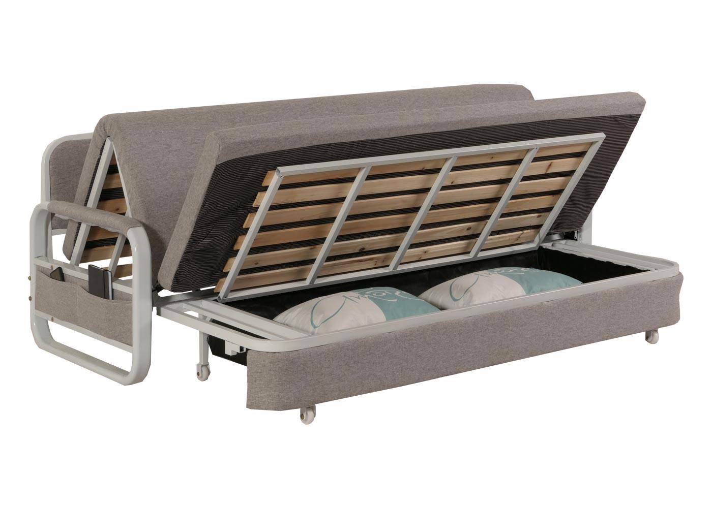 Cosmo Casa - Slaapbank - Slaapfunctie met Bedbox - Textiel - Lichtgrijs