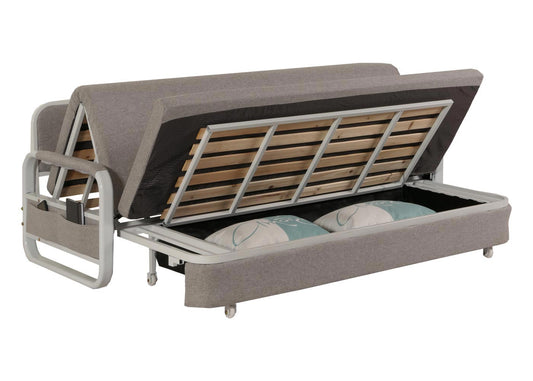 Cosmo Casa - Slaapbank - Slaapfunctie met Bedbox - Textiel - Lichtgrijs