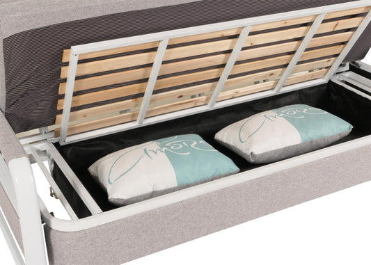Cosmo Casa - Slaapbank - Slaapfunctie met Bedbox - Textiel - Lichtgrijs