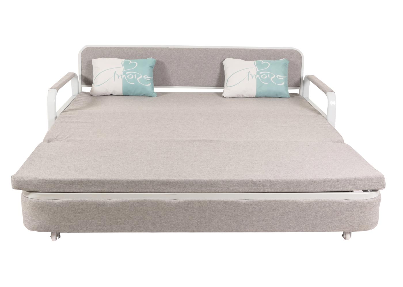 Cosmo Casa - Slaapbank - Slaapfunctie met Bedbox - Textiel - Lichtgrijs