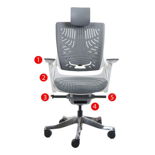 Cosmo Casa - Bureaustoel - Merryfair Wau 2B - Harde Schaal - Ergonomisch - Grijs