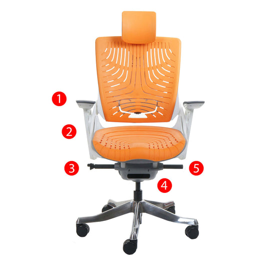 Cosmo Casa - Bureaustoel - Merryfair Wau 2B - Harde Schaal - Ergonomisch - Oranje