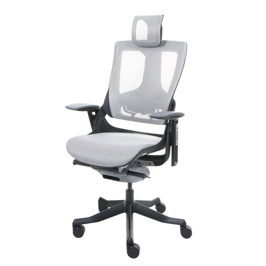 Cosmo Casa - Bureaustoel - Merryfair Wau 2 - Bekledingmesh - Ergonomisch - Witgrijs - Zwart Frame