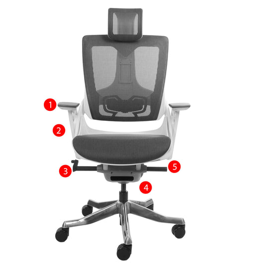 Cosmo Casa - Bureaustoel - Merryfair Wau 2 - Bekledingmesh - Ergonomisch - Zwartgrijs - Zwart Frame