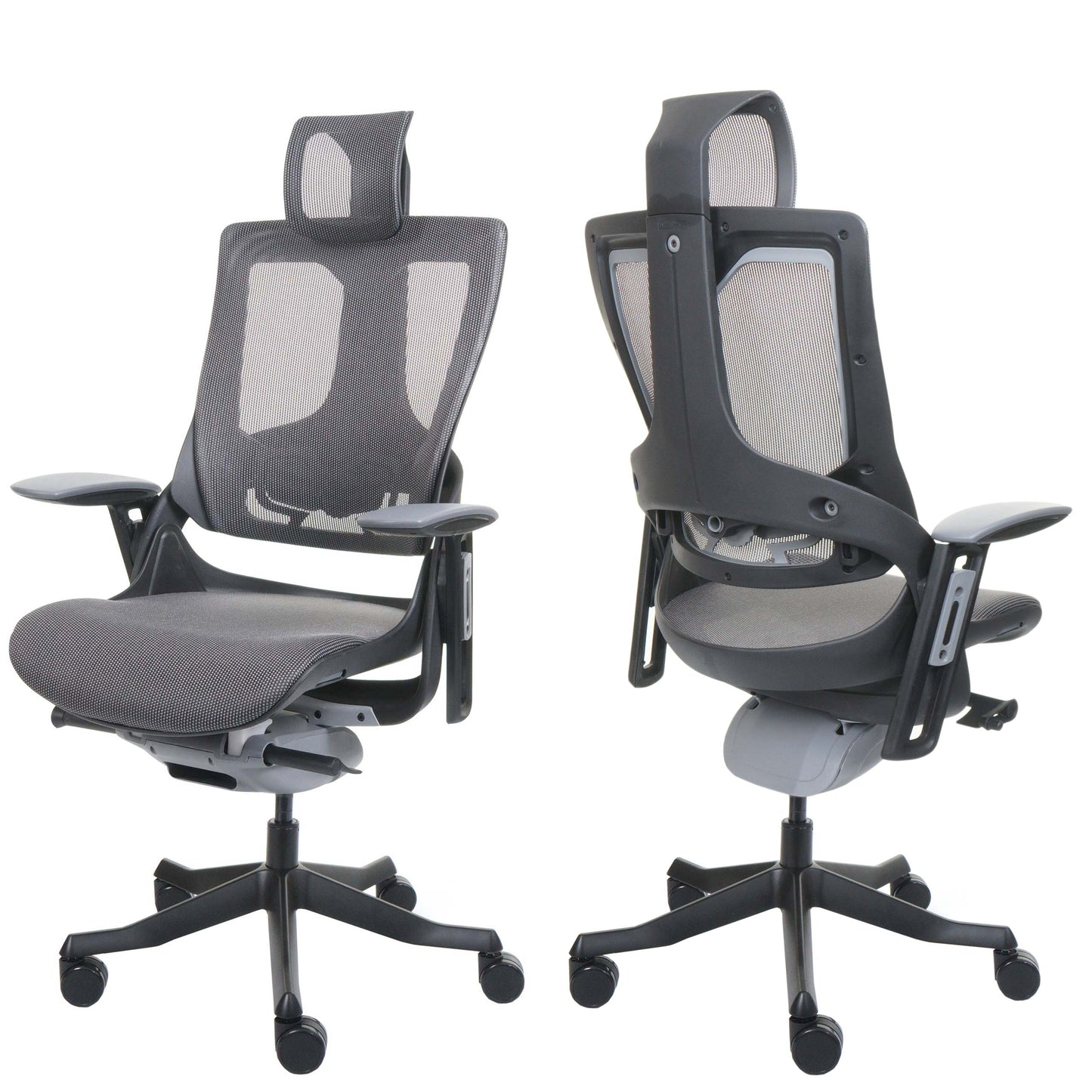 Cosmo Casa - Bureaustoel - Merryfair Wau 2 - Bekledingmesh - Ergonomisch - Zwartgrijs - Zwart Frame