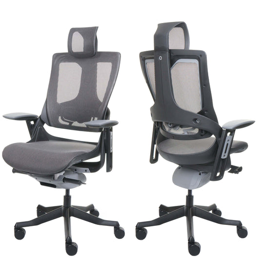 Cosmo Casa - Bureaustoel - Merryfair Wau 2 - Bekledingmesh - Ergonomisch - Zwartgrijs - Zwart Frame