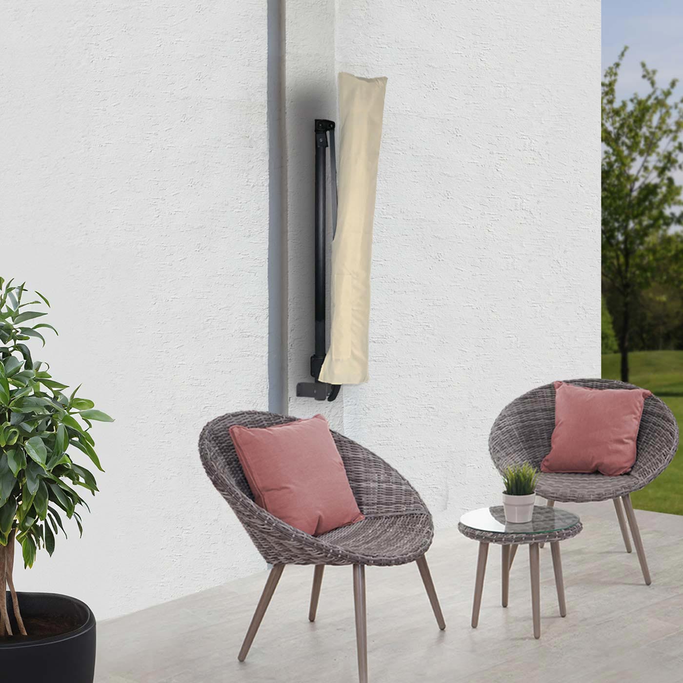 Cosmo Casa - Beschermhoes voor Parasol - Met Klittenbandsluiting voor Paraplu’s tot 3m - Polyester - Crème