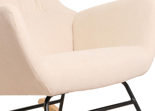 Cosmo Casa - Schommelstoel - Relax TV-Stoel - Massief Hout, Metaal & Stoftextiel 320gsm - Crème