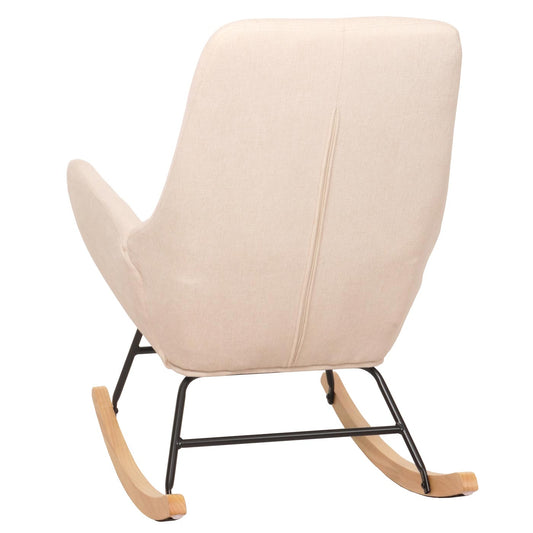 Cosmo Casa - Schommelstoel - Relax TV-Stoel - Massief Hout, Metaal & Stoftextiel 320gsm - Crème