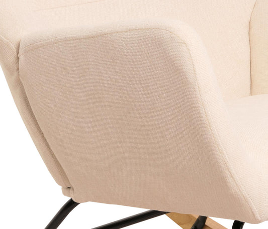 Cosmo Casa - Schommelstoel - Relax TV-Stoel - Massief Hout, Metaal & Stoftextiel 320gsm - Crème