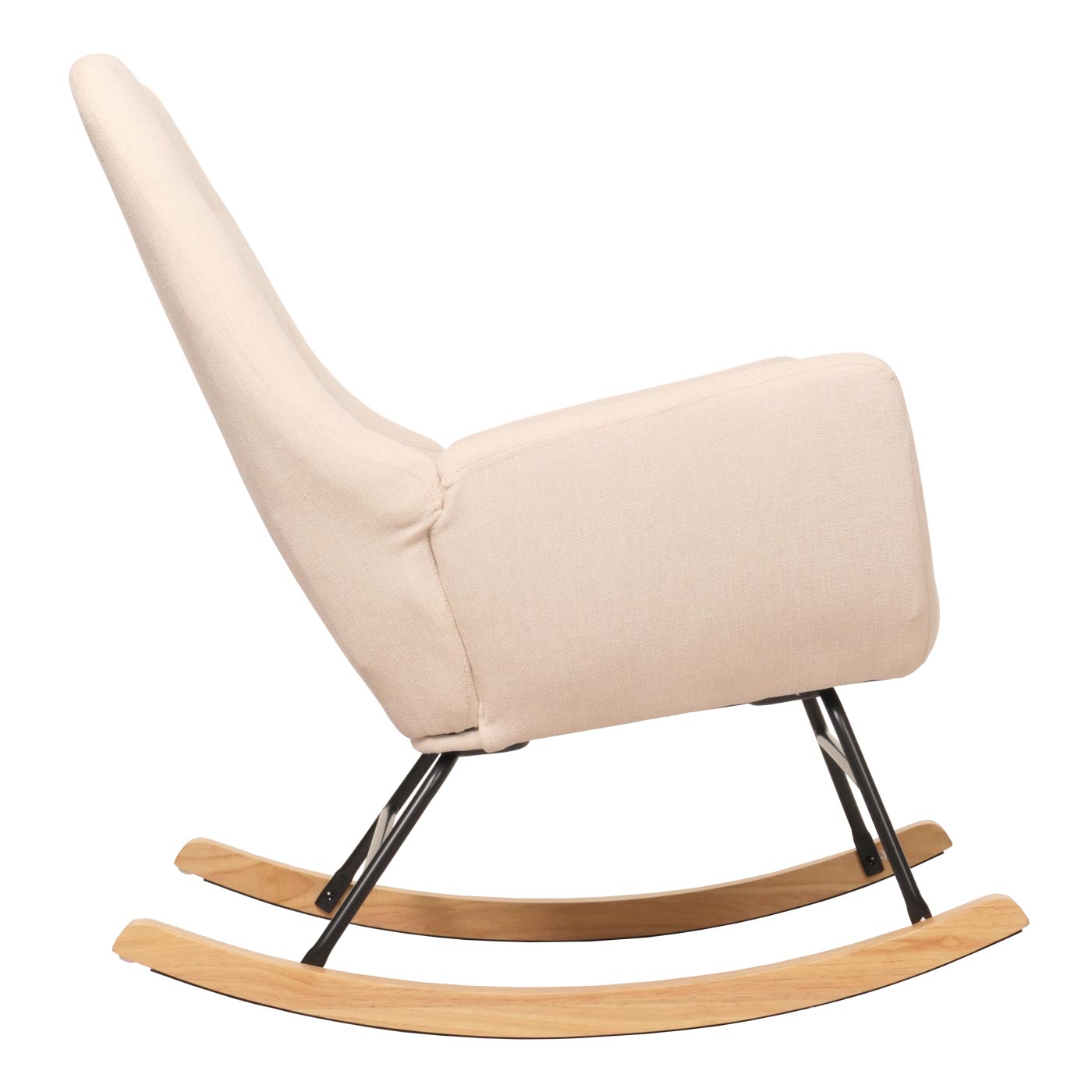 Cosmo Casa - Schommelstoel - Relax TV-Stoel - Massief Hout, Metaal & Stoftextiel 320gsm - Crème