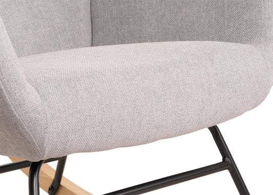 Cosmo Casa - Schommelstoel - Relax TV-Stoel - Massief Hout, Metaal & Stoftextiel 320gsm - Lichtgrijs