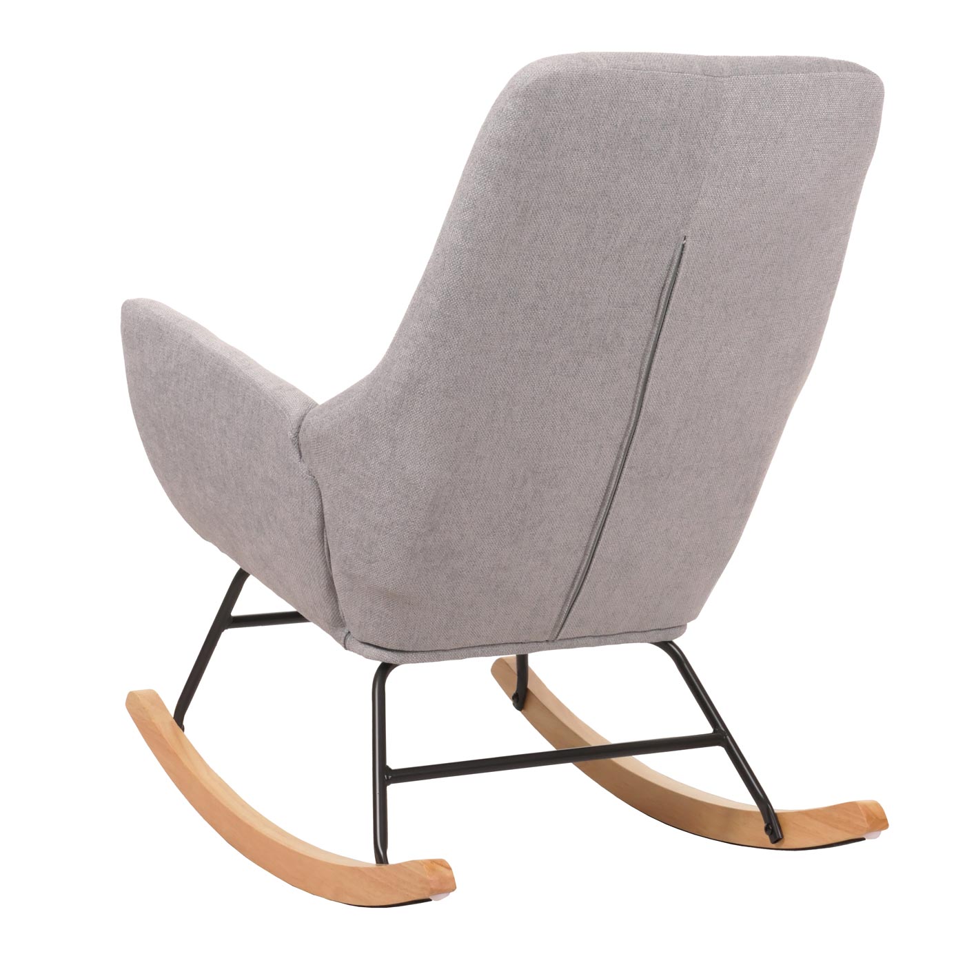 Cosmo Casa - Schommelstoel - Relax TV-Stoel - Massief Hout, Metaal & Stoftextiel 320gsm - Lichtgrijs