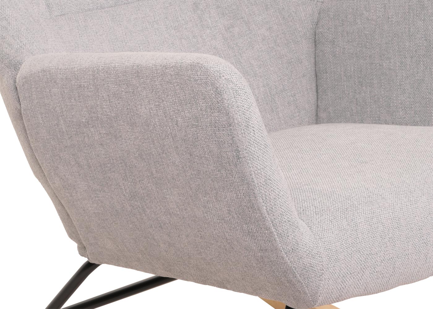 Cosmo Casa - Schommelstoel - Relax TV-Stoel - Massief Hout, Metaal & Stoftextiel 320gsm - Lichtgrijs