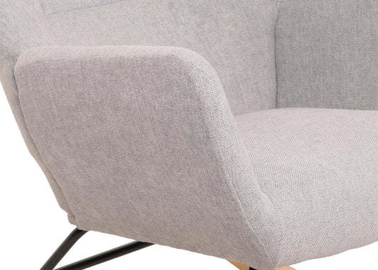 Cosmo Casa - Schommelstoel - Relax TV-Stoel - Massief Hout, Metaal & Stoftextiel 320gsm - Lichtgrijs