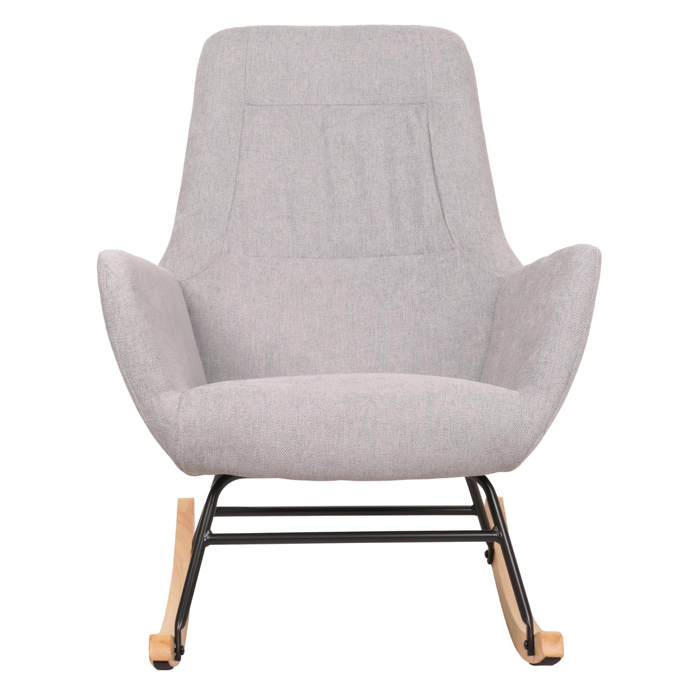 Cosmo Casa - Schommelstoel - Relax TV-Stoel - Massief Hout, Metaal & Stoftextiel 320gsm - Lichtgrijs