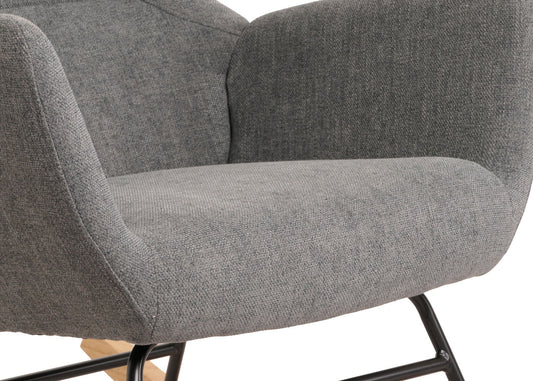 Cosmo Casa - Schommelstoel - Relax TV-Stoel - Massief Hout, Metaal & Stoftextiel 320gsm - Donkergrijs