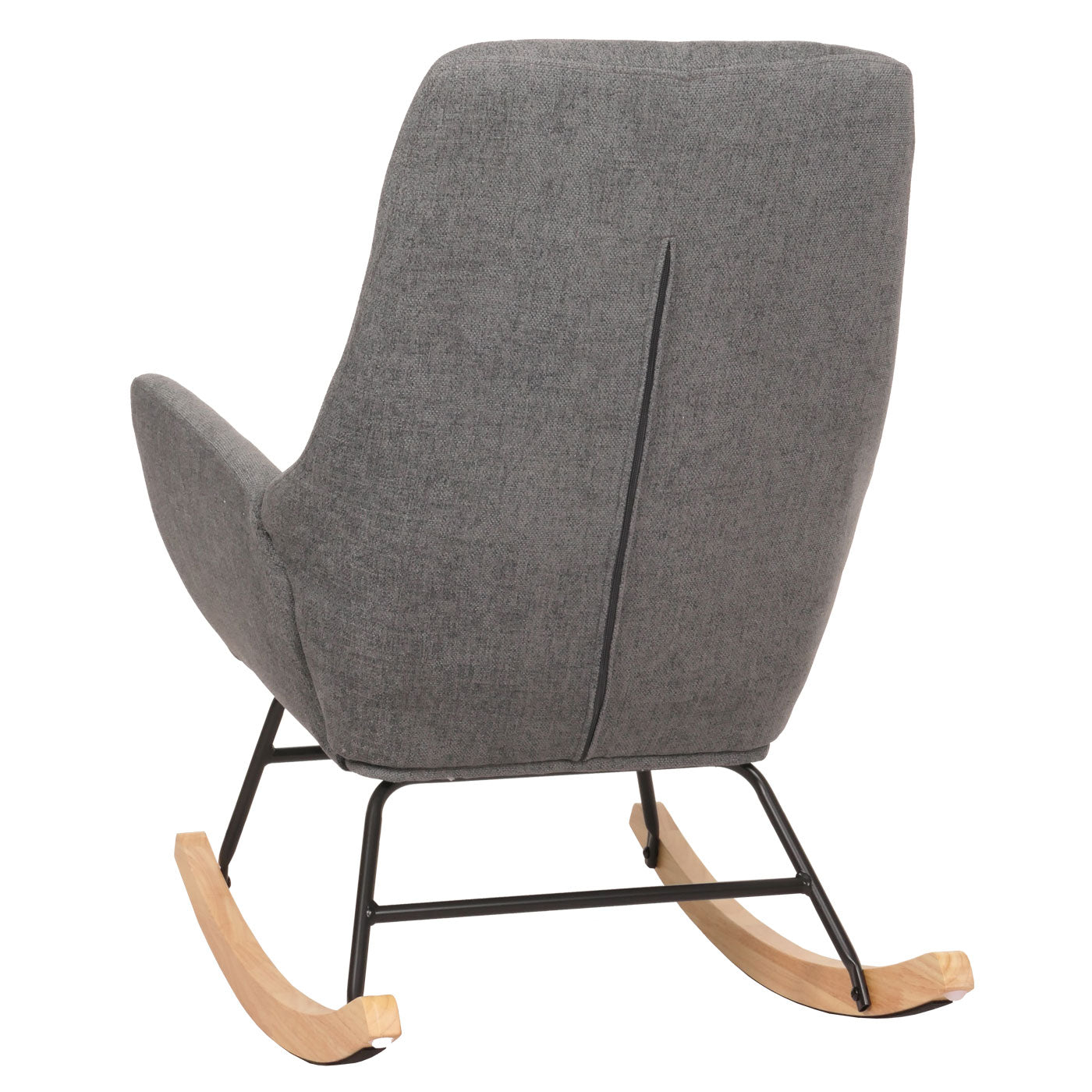 Cosmo Casa - Schommelstoel - Relax TV-Stoel - Massief Hout, Metaal & Stoftextiel 320gsm - Donkergrijs