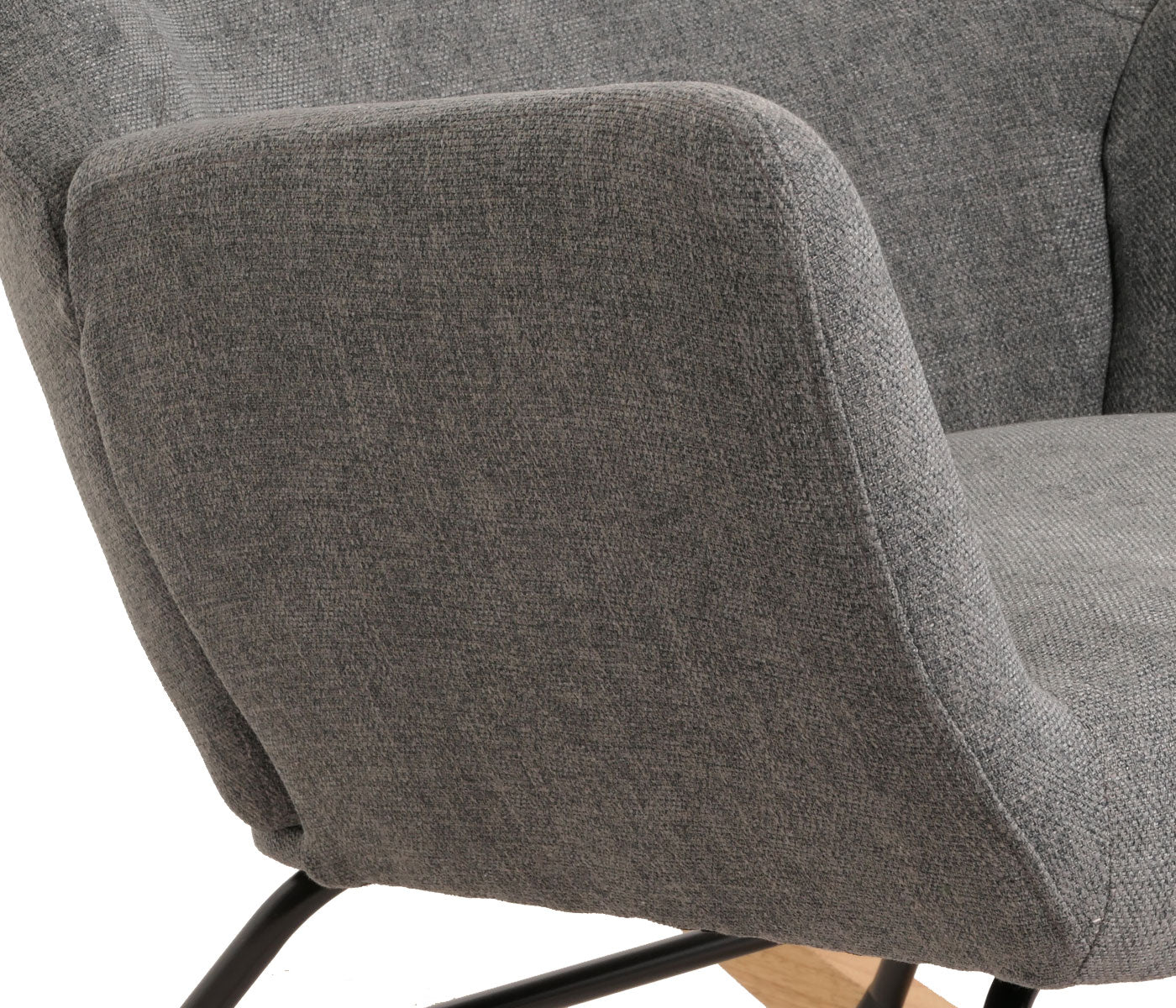 Cosmo Casa - Schommelstoel - Relax TV-Stoel - Massief Hout, Metaal & Stoftextiel 320gsm - Donkergrijs