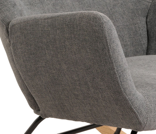 Cosmo Casa - Schommelstoel - Relax TV-Stoel - Massief Hout, Metaal & Stoftextiel 320gsm - Donkergrijs