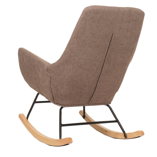 Cosmo Casa - Schommelstoel - Relax TV-Stoel - Massief Hout, Metaal & Stoftextiel 320gsm - Bruin