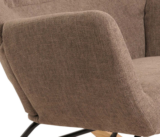 Cosmo Casa - Schommelstoel - Relax TV-Stoel - Massief Hout, Metaal & Stoftextiel 320gsm - Bruin