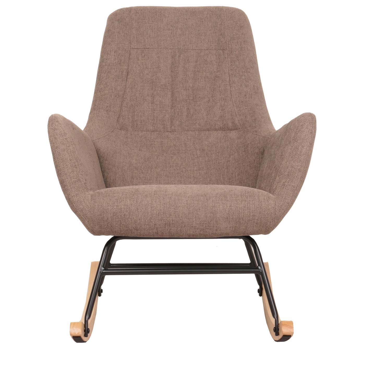 Cosmo Casa - Schommelstoel - Relax TV-Stoel - Massief Hout, Metaal & Stoftextiel 320gsm - Bruin