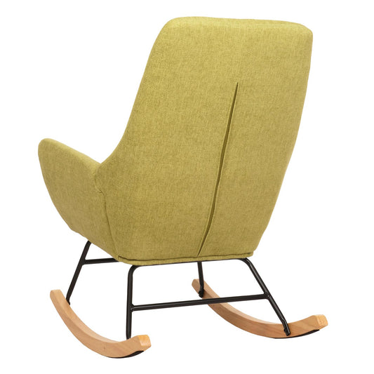 Cosmo Casa - Schommelstoel - Relax TV-Stoel - Massief Hout, Metaal & Stoftextiel 320gsm - Groen