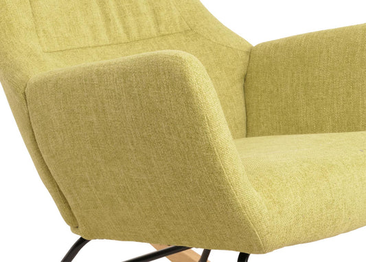 Cosmo Casa - Schommelstoel - Relax TV-Stoel - Massief Hout, Metaal & Stoftextiel 320gsm - Groen