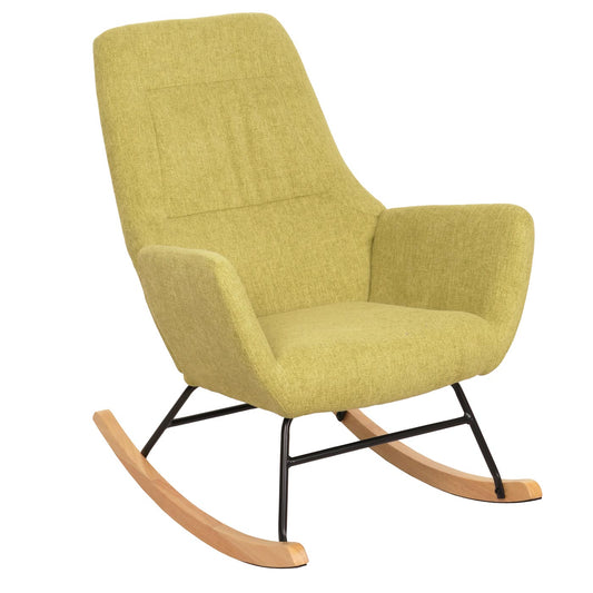 Cosmo Casa - Schommelstoel - Relax TV-Stoel - Massief Hout, Metaal & Stoftextiel 320gsm - Groen